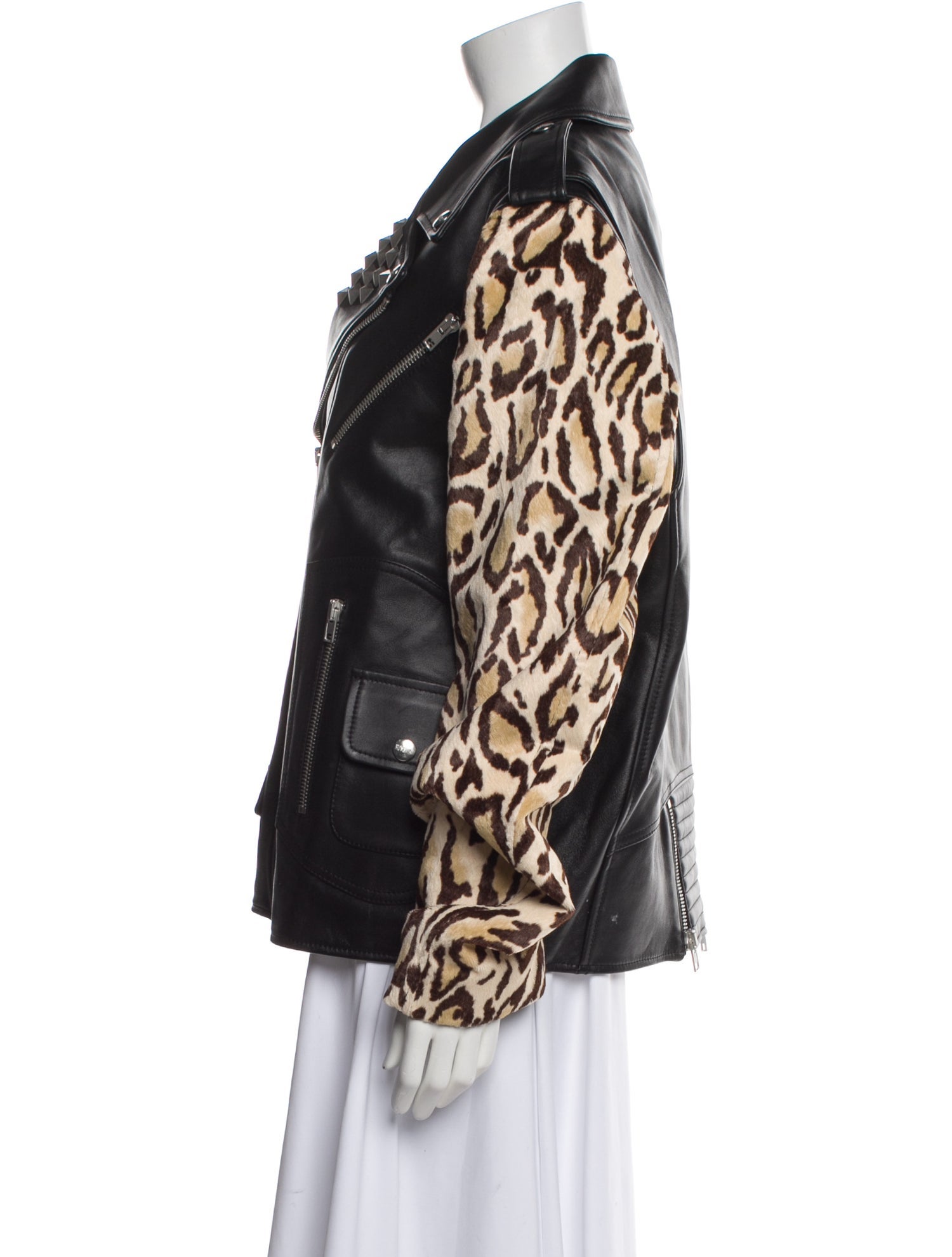 Moschino Couture Leather Animal Print Biker Jacket w/ Tags