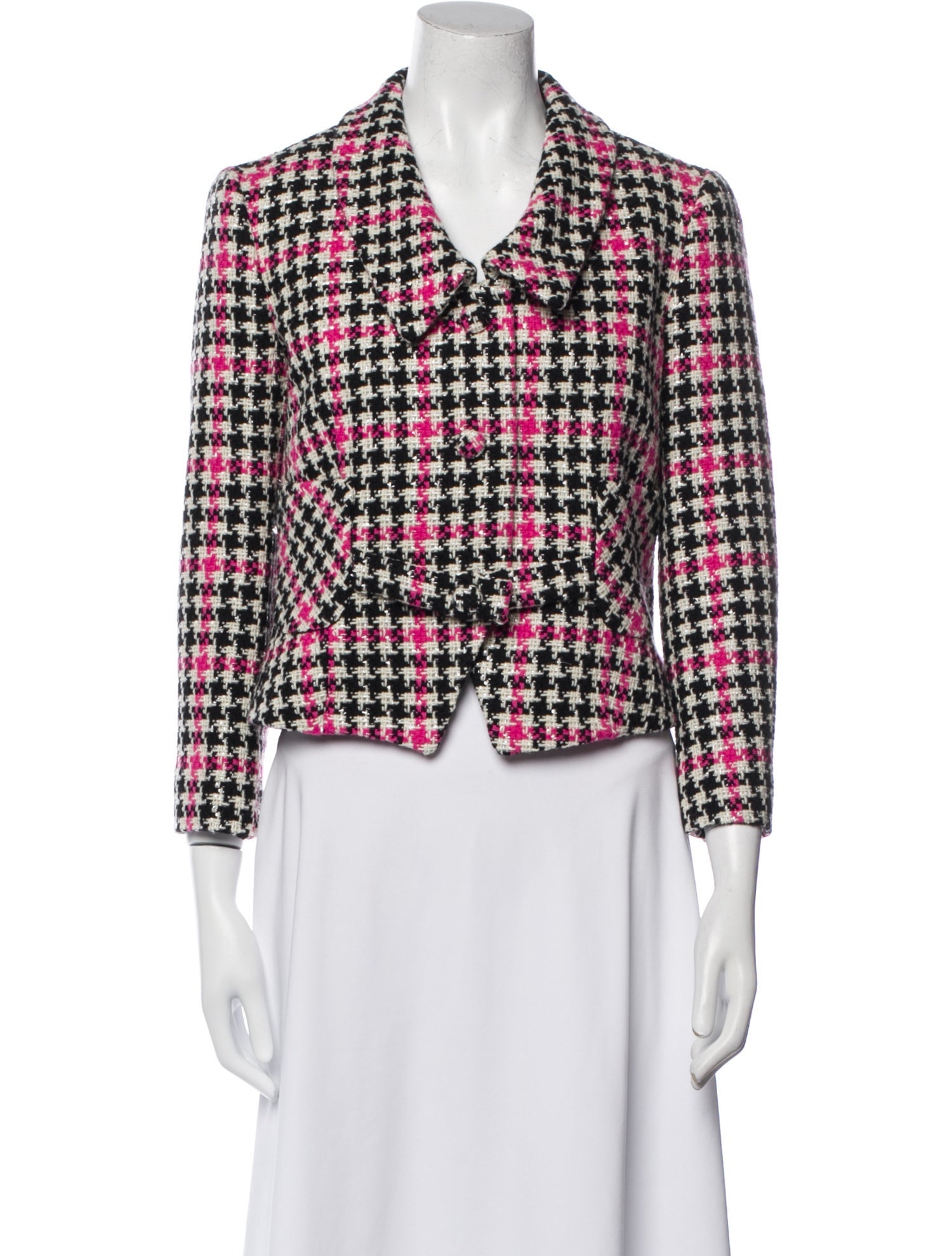 Moschino Couture Virgin Wool Plaid Print Blazer