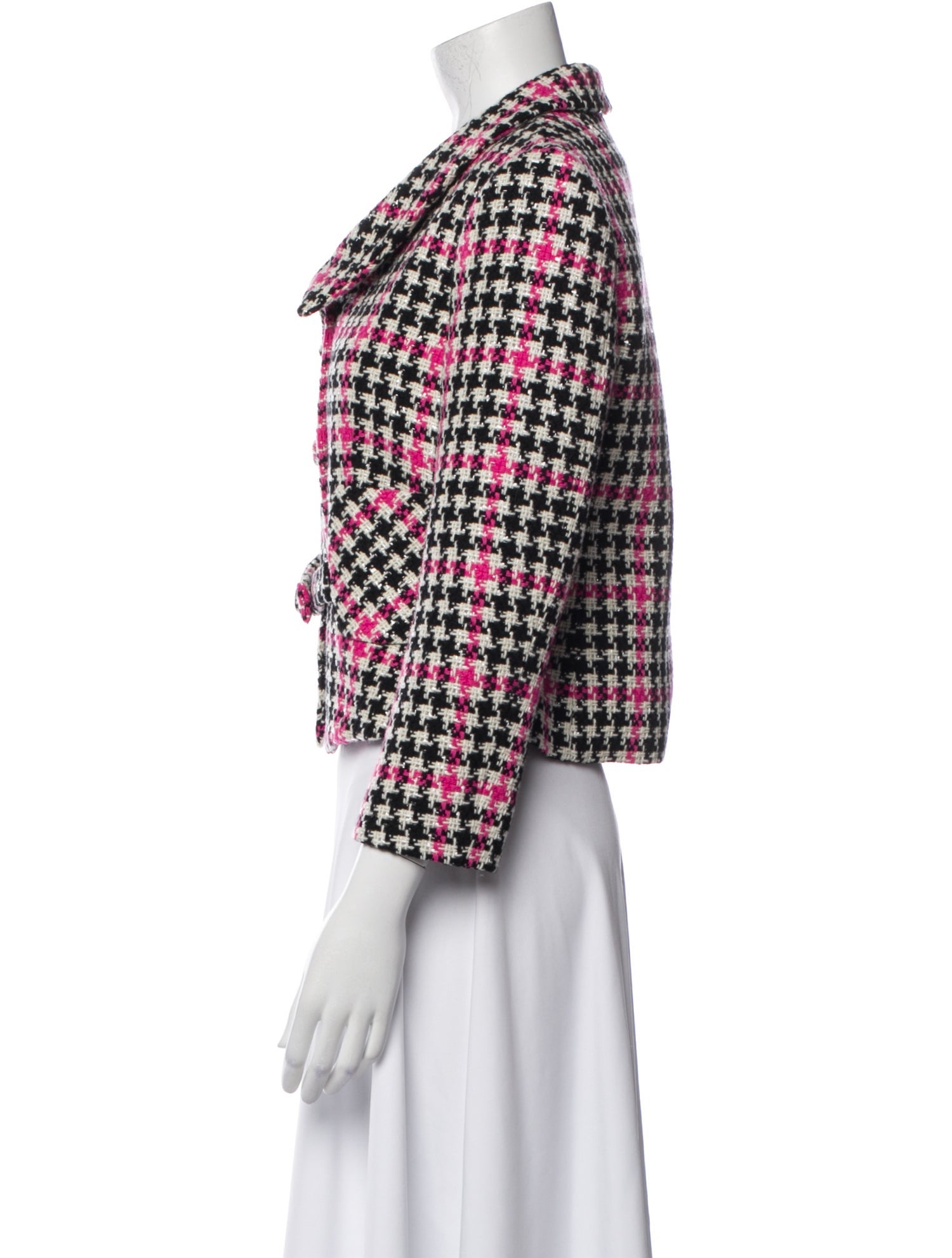 Moschino Couture Virgin Wool Plaid Print Blazer