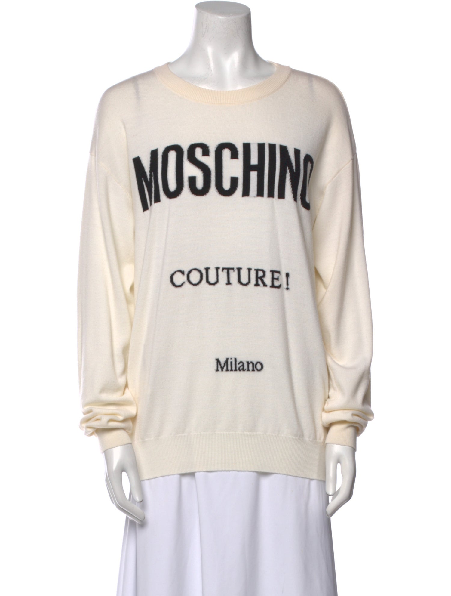 Moschino Couture Virgin Wool Graphic Print Sweatshirt