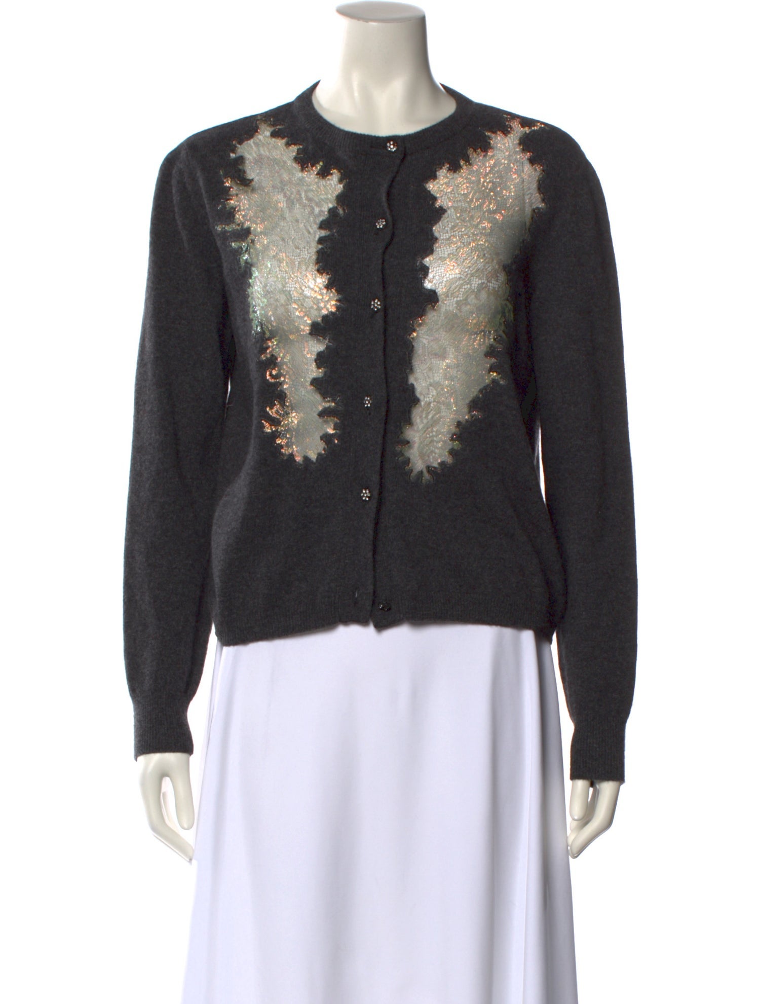 Moschino Couture Virgin Wool Graphic Print Button-Up Top