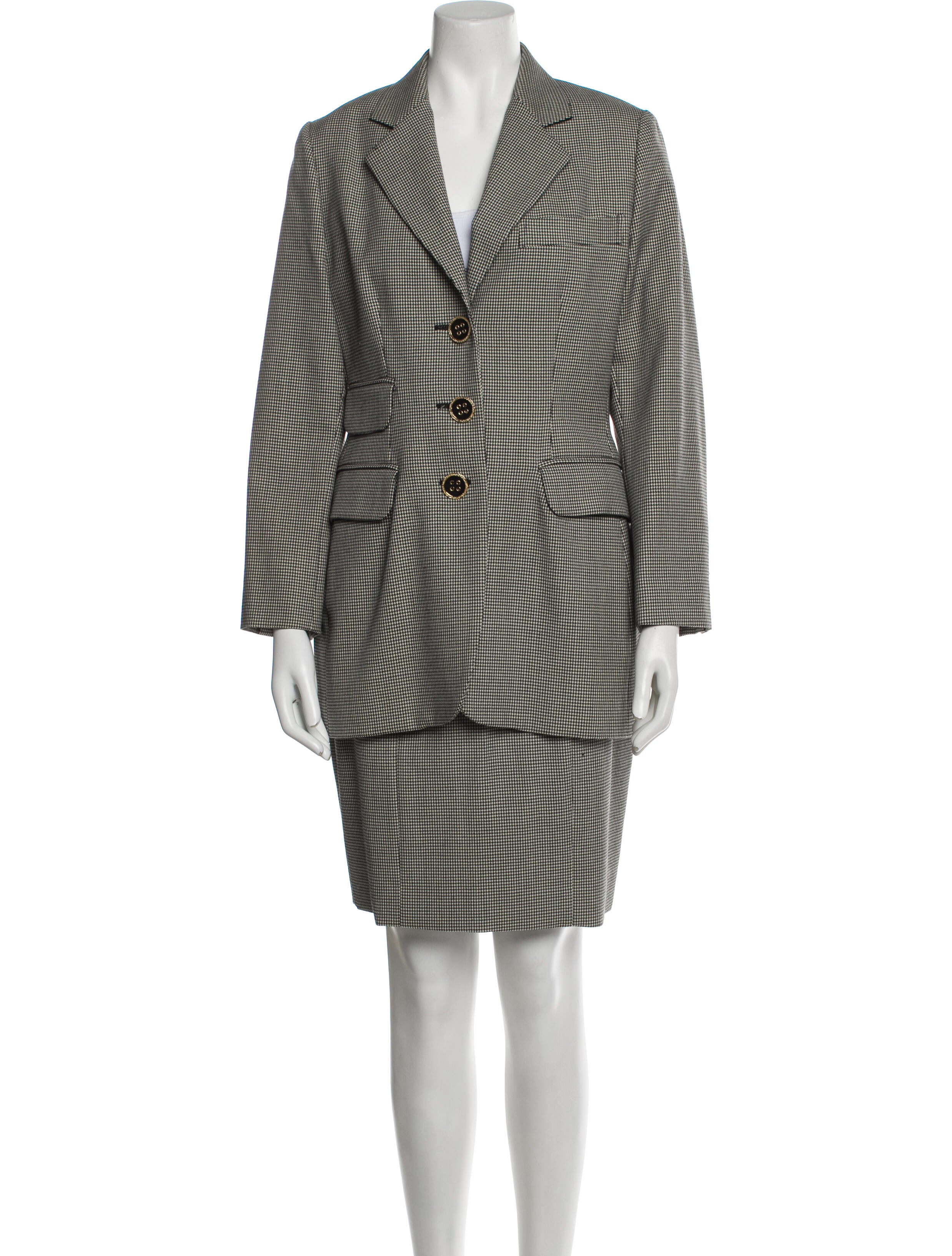 Moschino Couture Houndstooth Print Skirt Suit