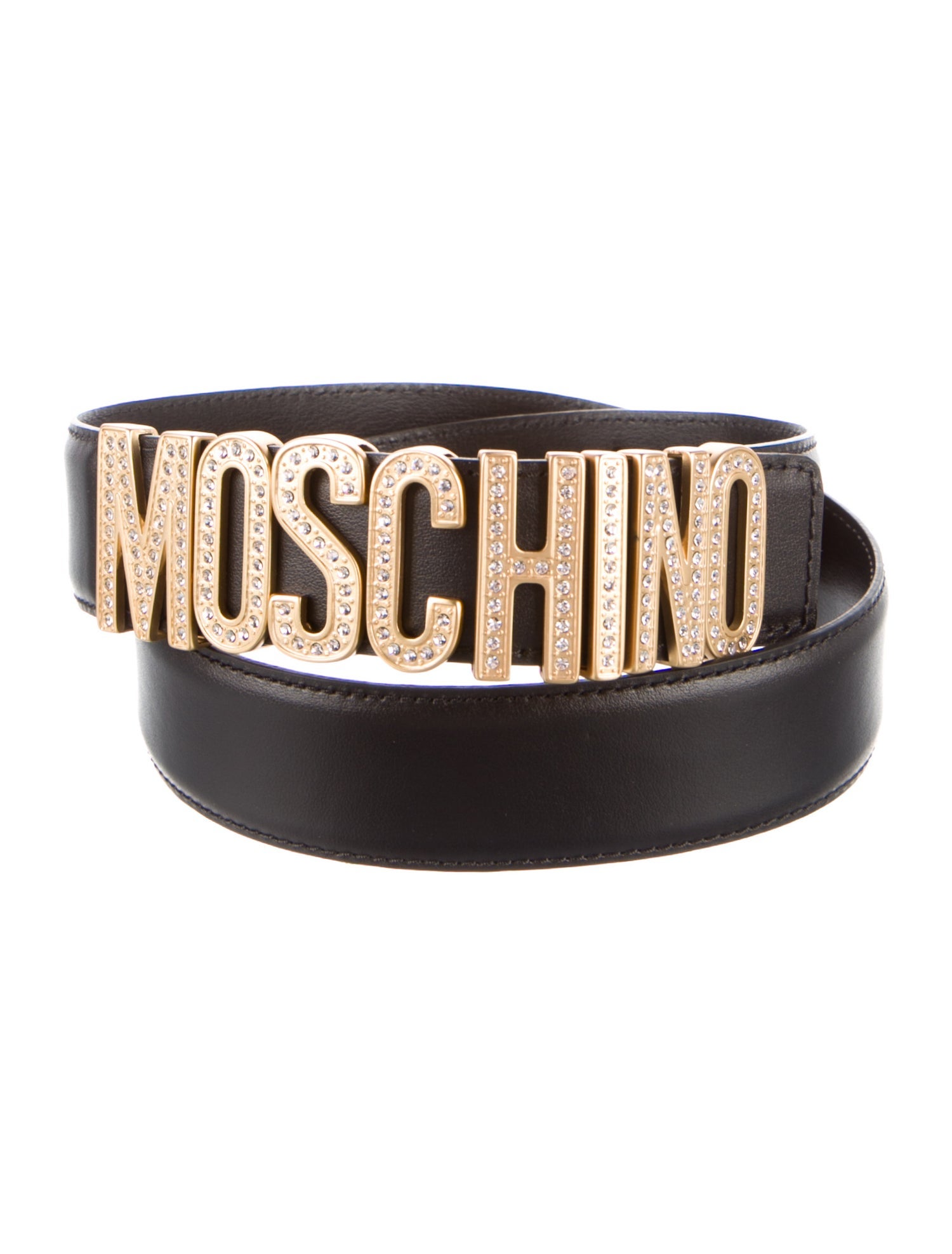 Moschino Couture Leather Crystal Embellishments Belt w/ Tags