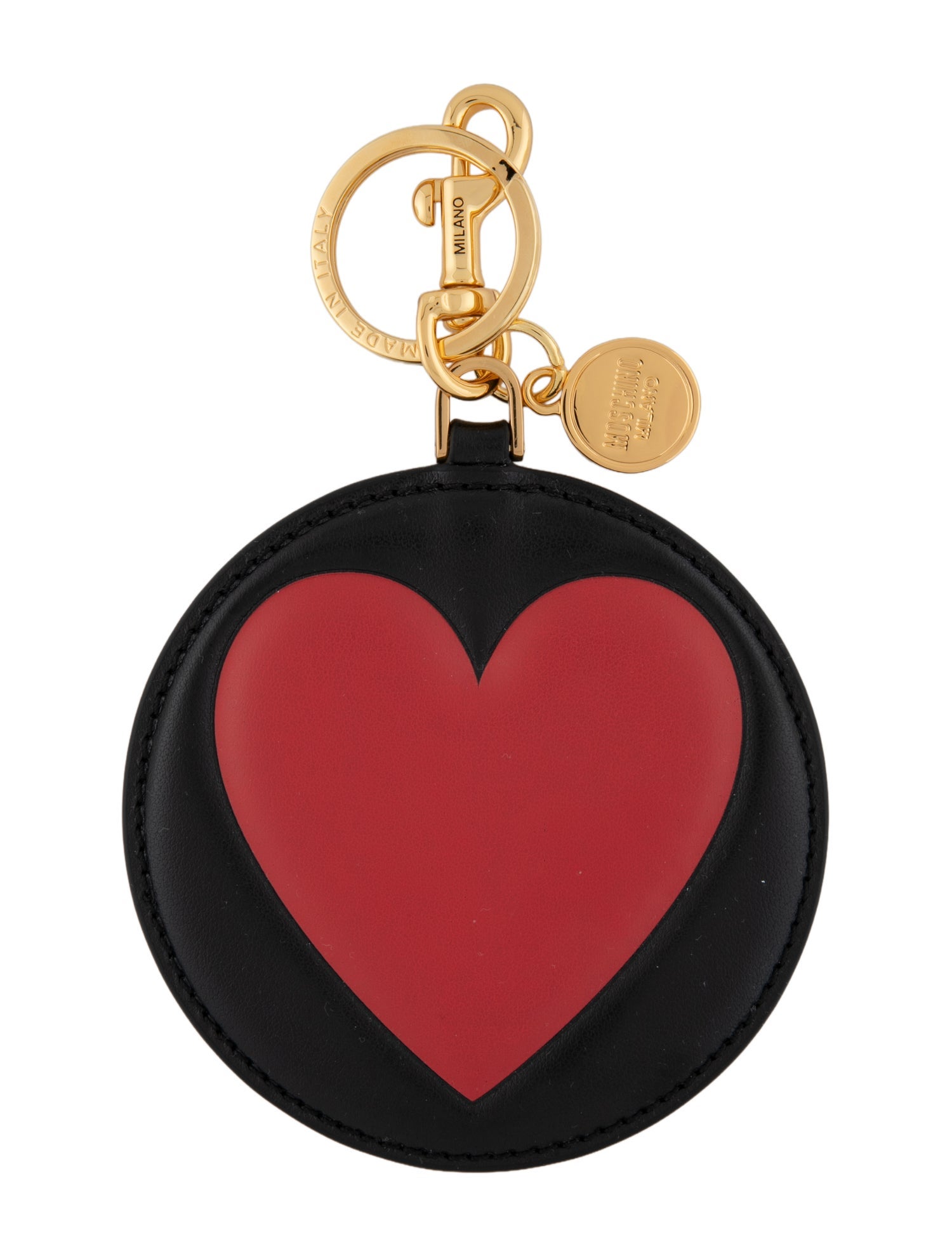 Moschino Couture Leather Heart Embossed Keychain Charm