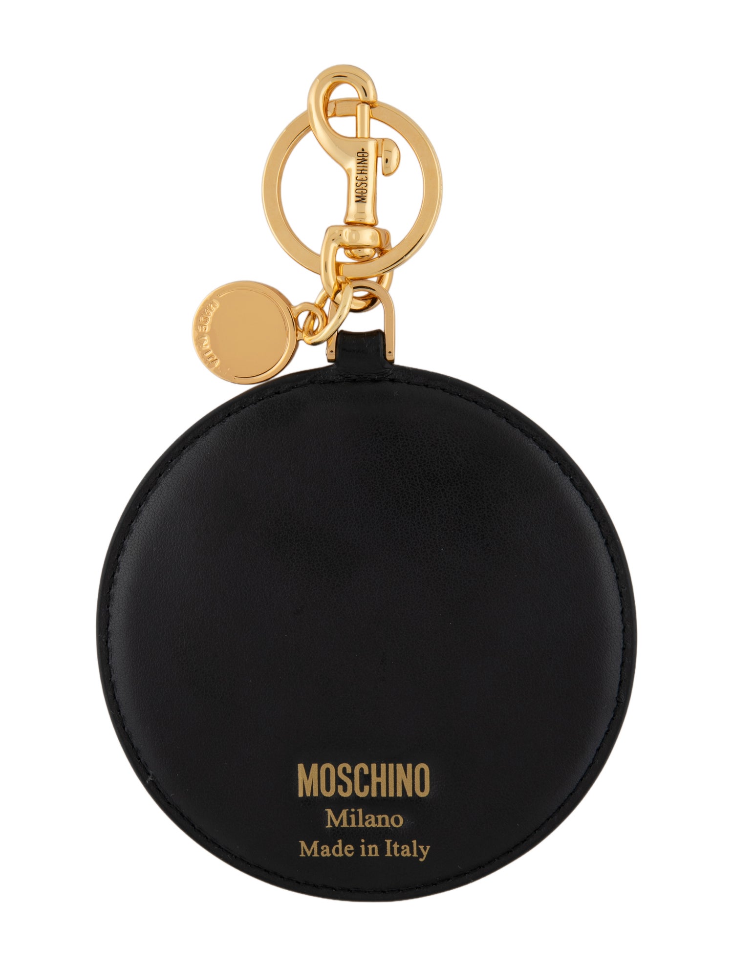 Moschino Couture Leather Heart Embossed Keychain Charm