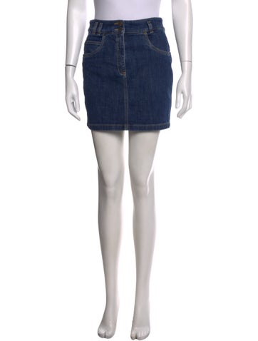 Pre-owned Moschino Embroidered Accent Mini Skirt In Blue