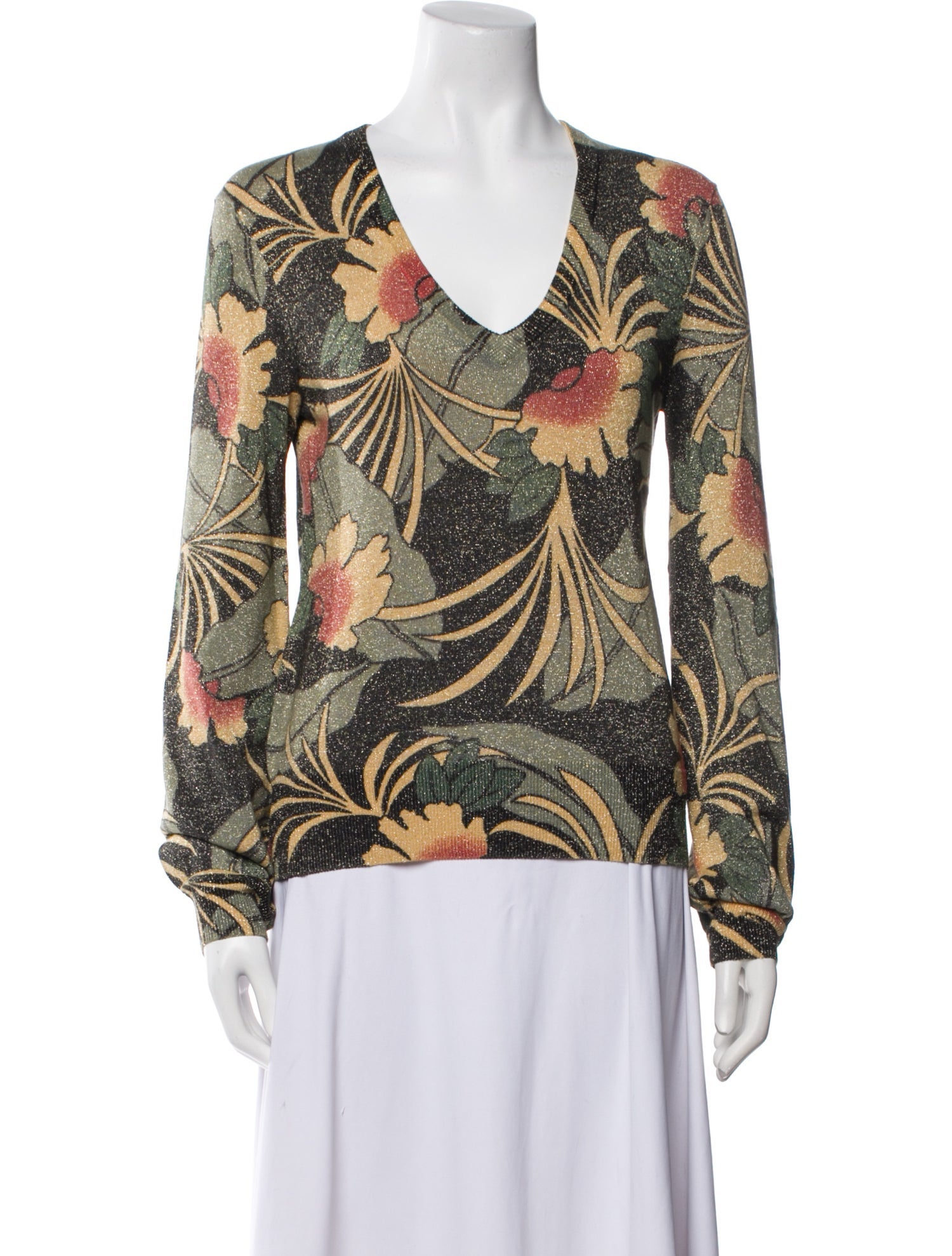 Marc by Marc Jacobs Floral Print V-Neck Sweater