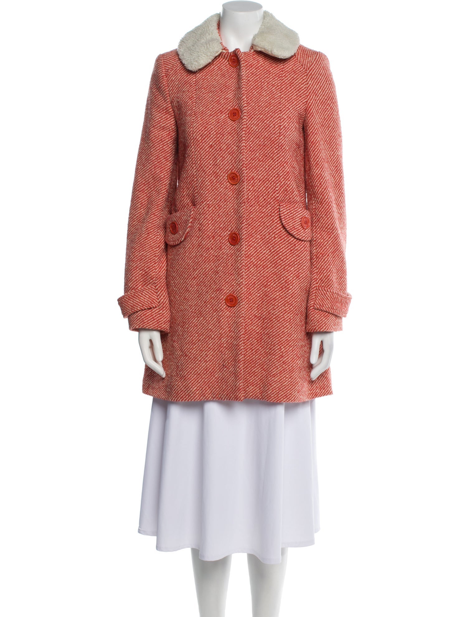 Marc by Marc Jacobs Wool Striped Faux Fur Coat