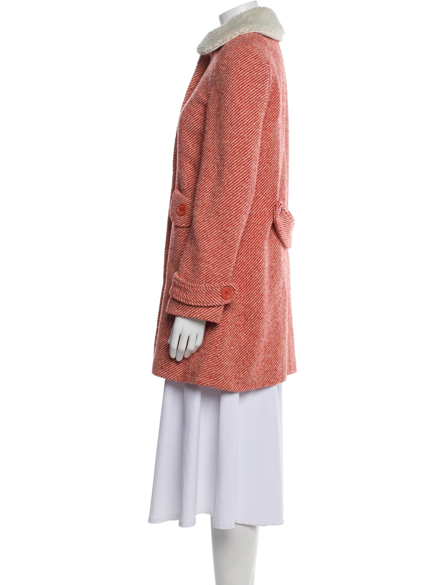 Marc by Marc Jacobs Wool Striped Faux Fur Coat