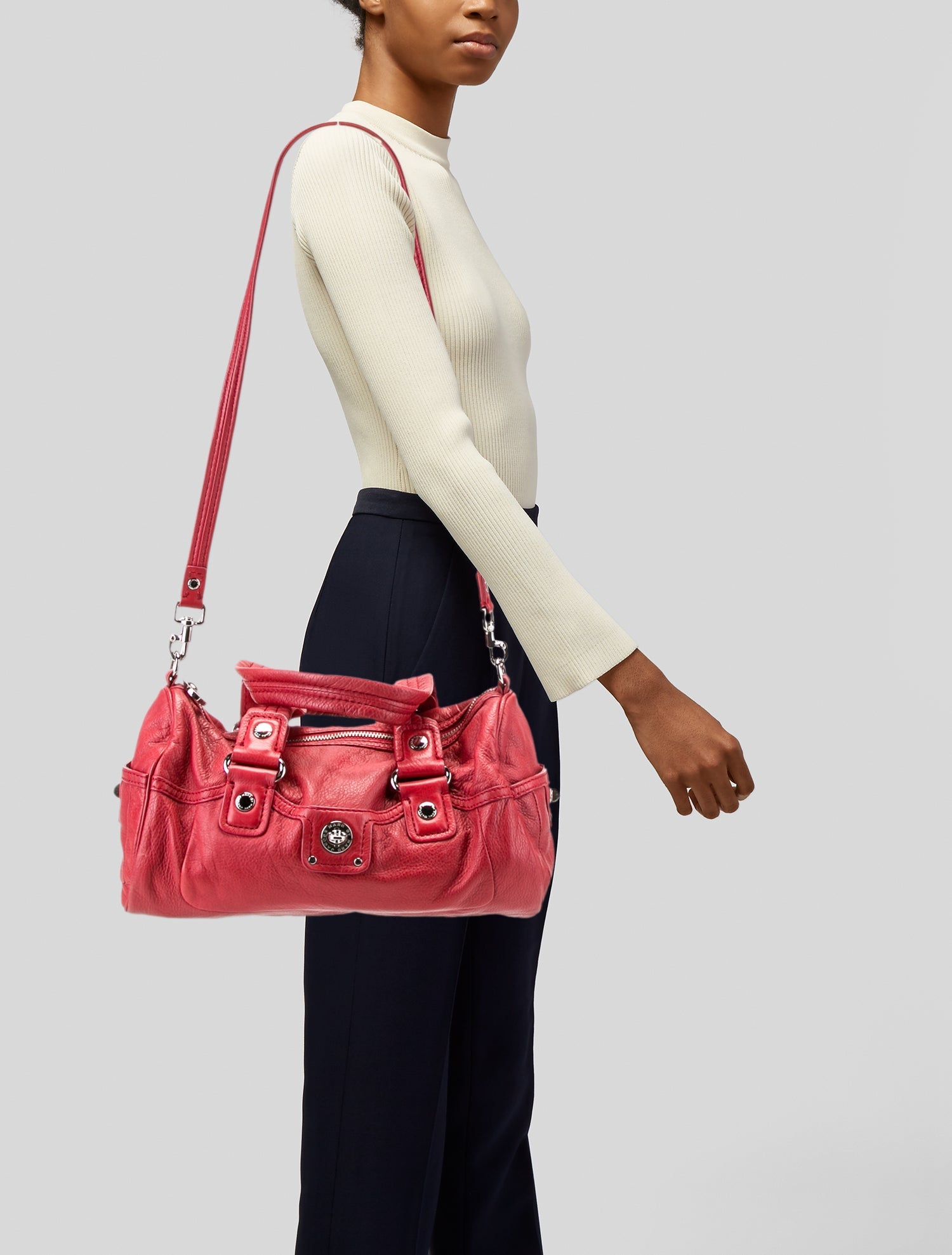 Bracher Emden London Purse Pink, Tan Leather with Suede