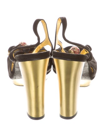 Marc by Marc Jacobs Suede Leather Trim Embellishment T-Strap Sandals