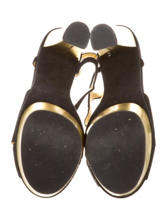 Marc by Marc Jacobs Suede Leather Trim Embellishment T-Strap Sandals