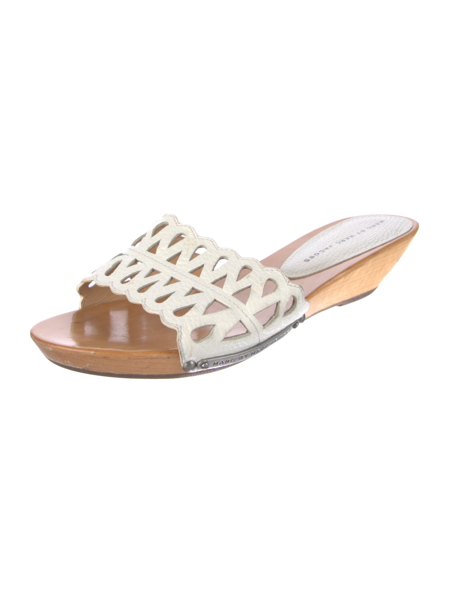 Marc by Marc Jacobs Leather Lasercut Accents Slides