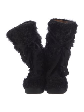 Marc by Marc Jacobs Faux Fur Striped Lace-Up Boots