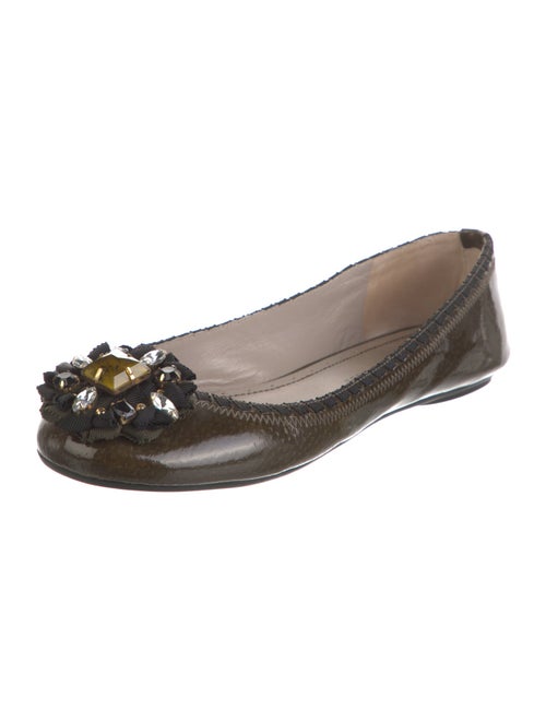 Marc by Marc Jacobs Patent Leather Crystal Embellishments Flats