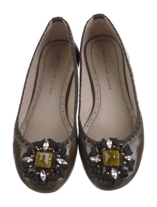 Marc by Marc Jacobs Patent Leather Crystal Embellishments Flats