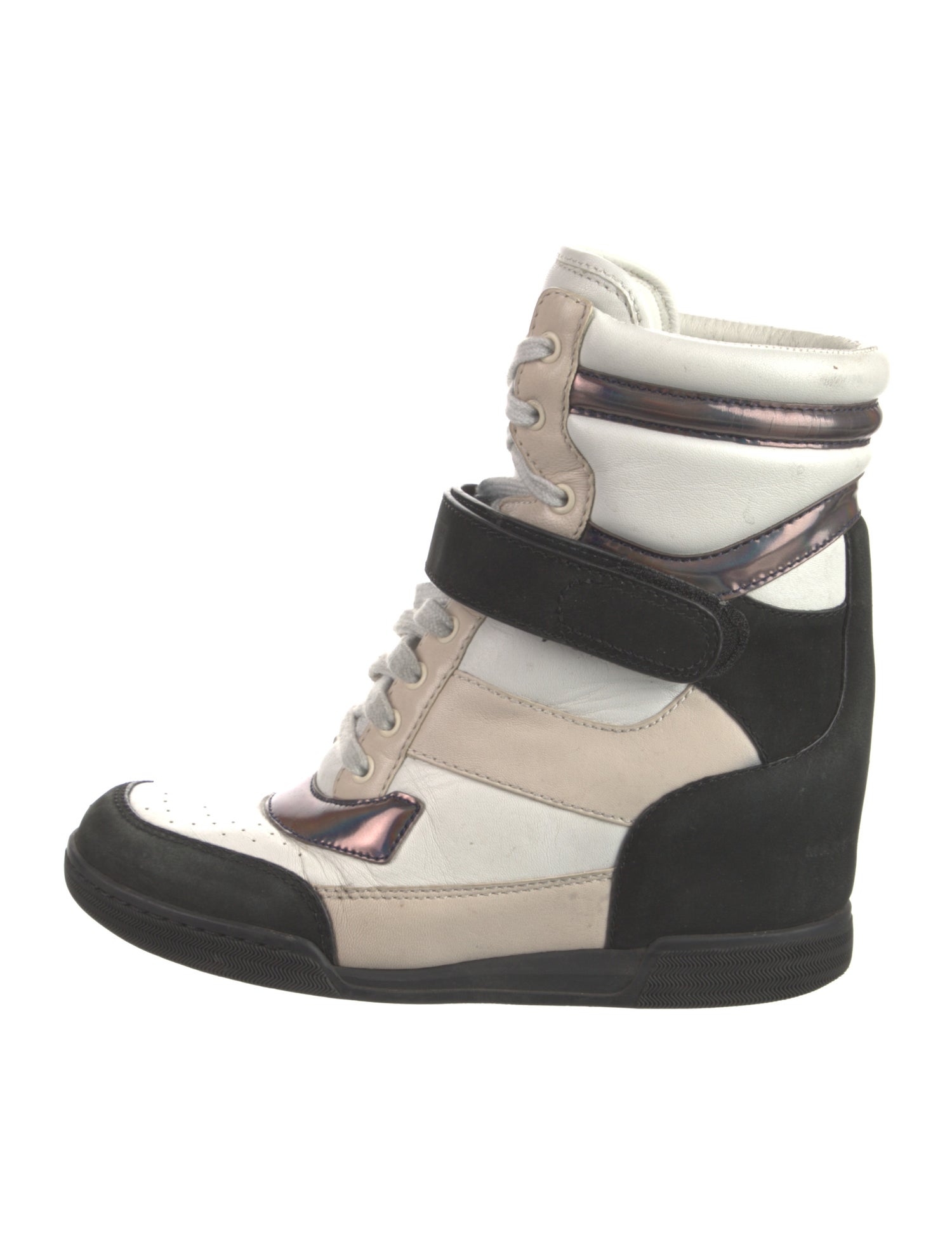 Marc by Marc Jacobs Leather Colorblock Pattern Wedge Sneakers