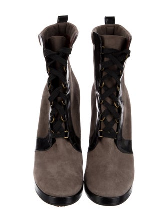 Marc by Marc Jacobs Suede Colorblock Pattern Lace-Up Boots