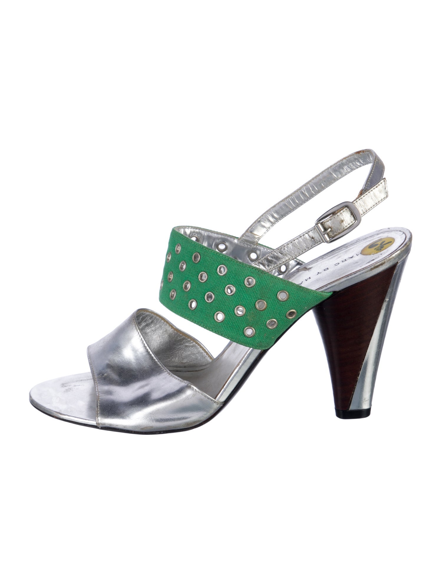 Marc by Marc Jacobs Leather Printed Slingback Sandals