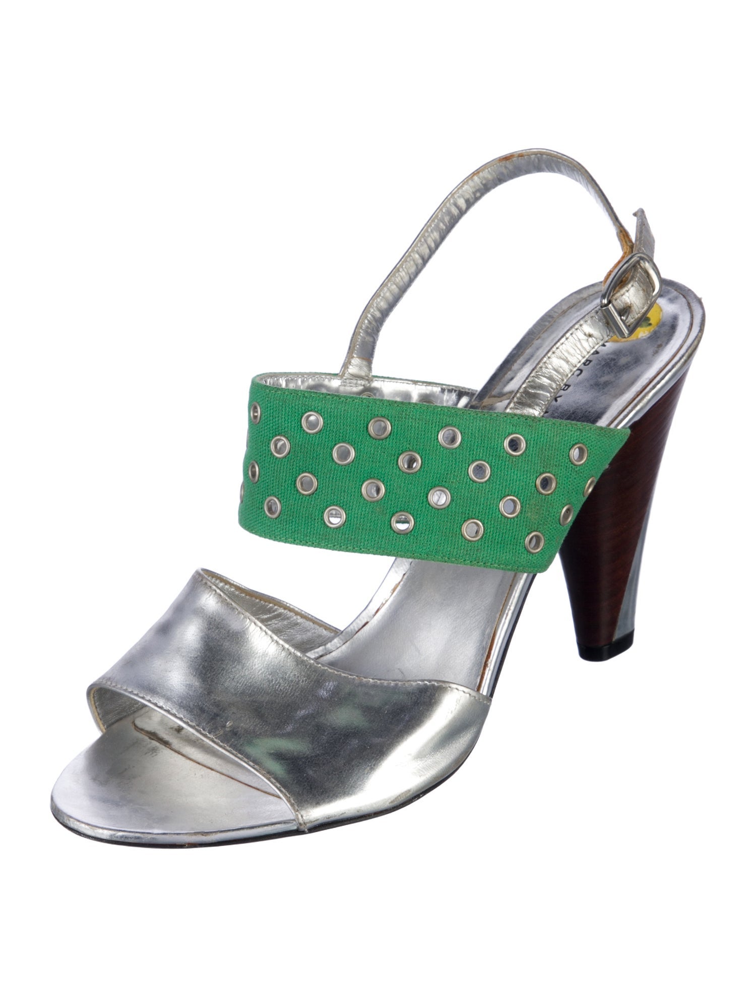 Marc by Marc Jacobs Leather Printed Slingback Sandals