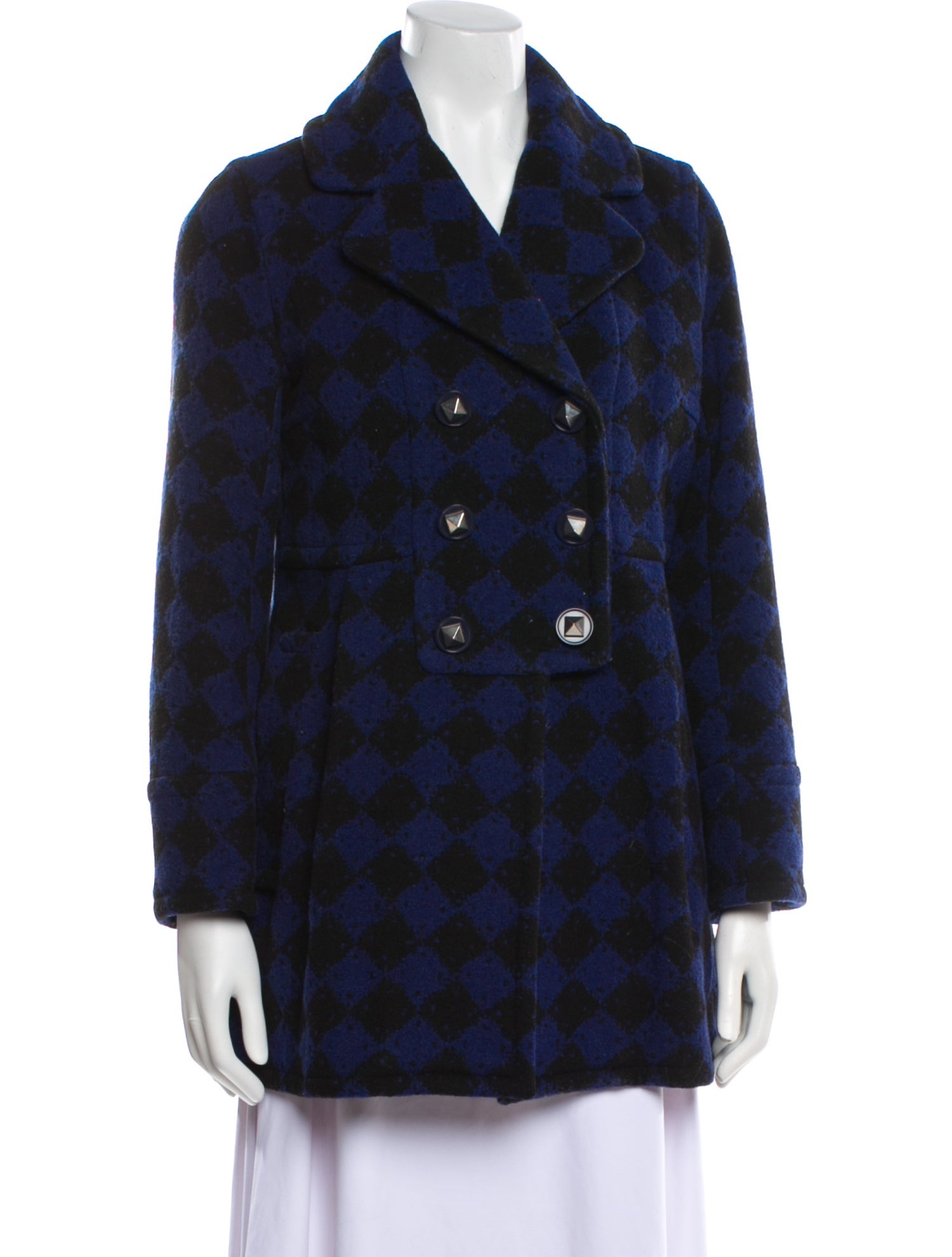 Marc by Marc Jacobs Wool Plaid Print Faux Fur Jacket