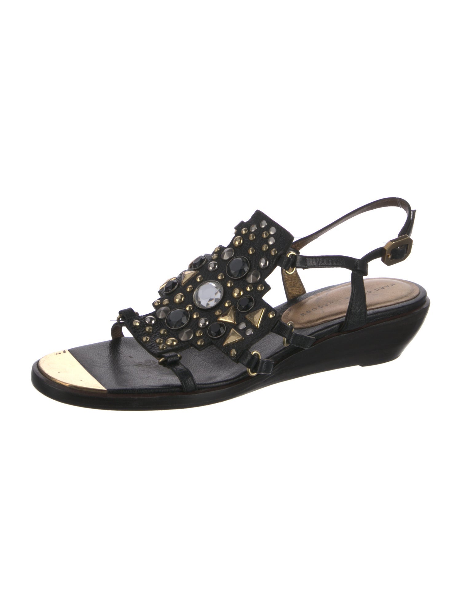 Marc by Marc Jacobs Leather Crystal Embellishments Slingback Sandals
