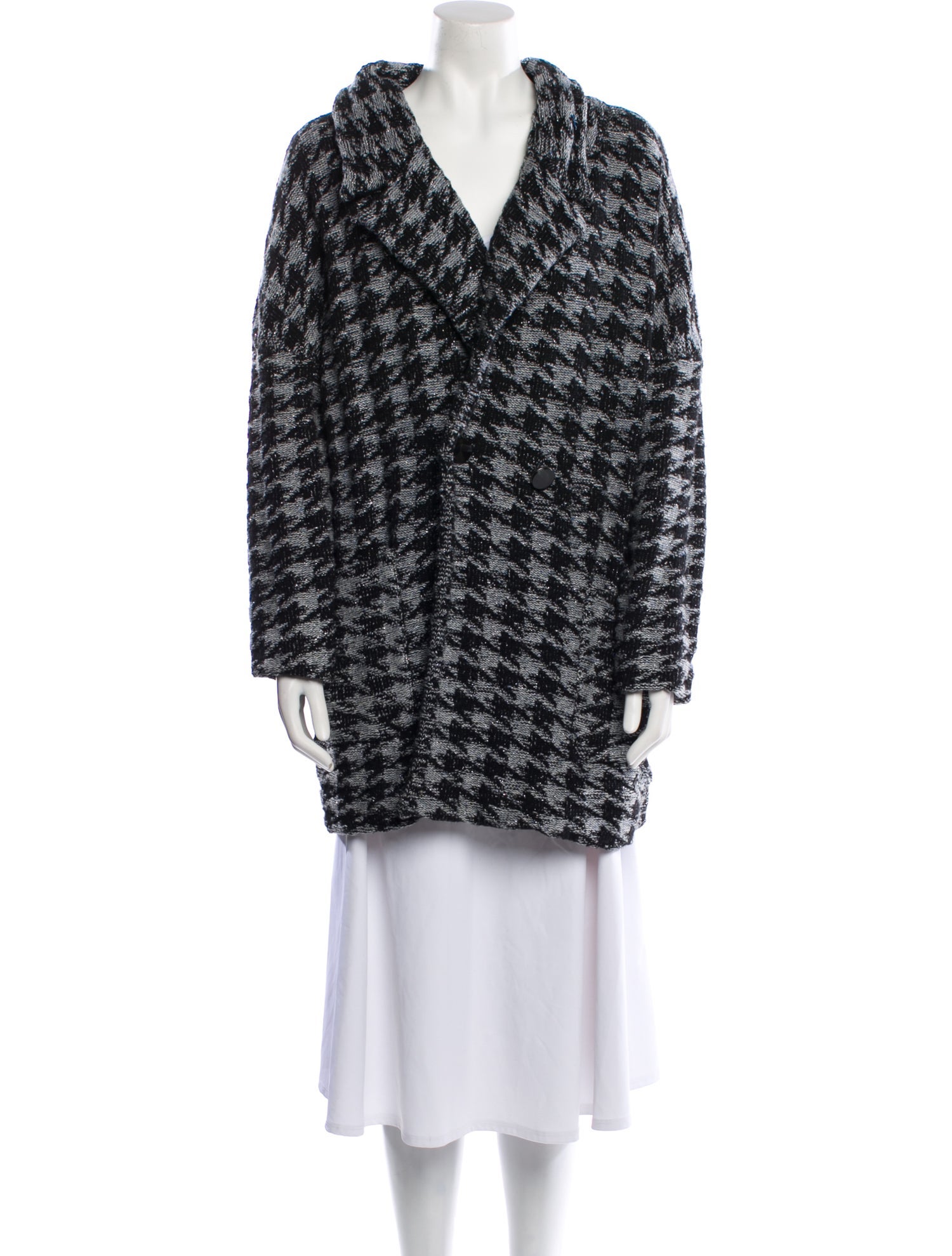 Marc by Marc Jacobs Houndstooth Print Faux Fur Coat