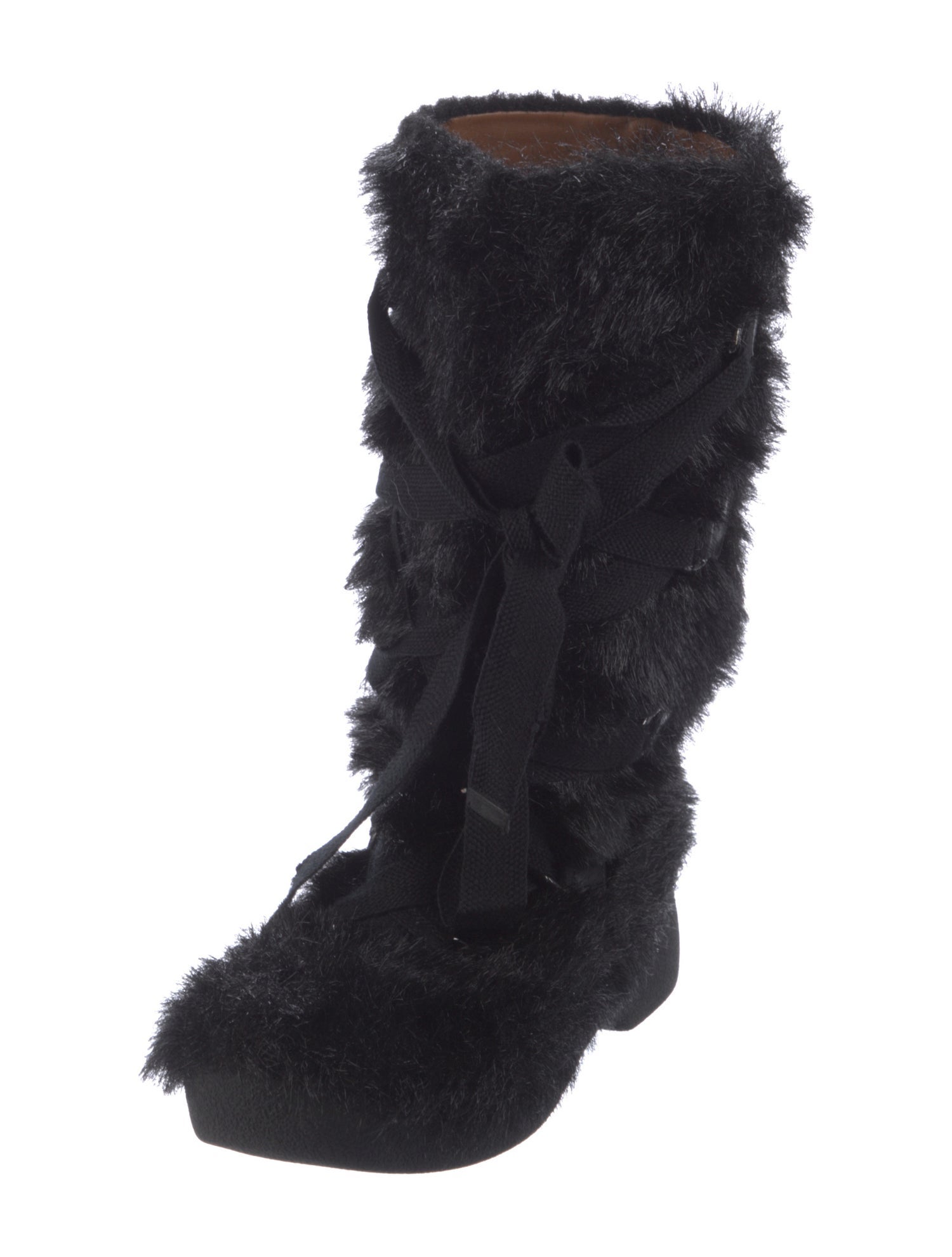 Marc by Marc Jacobs Faux Fur Striped Lace-Up Boots