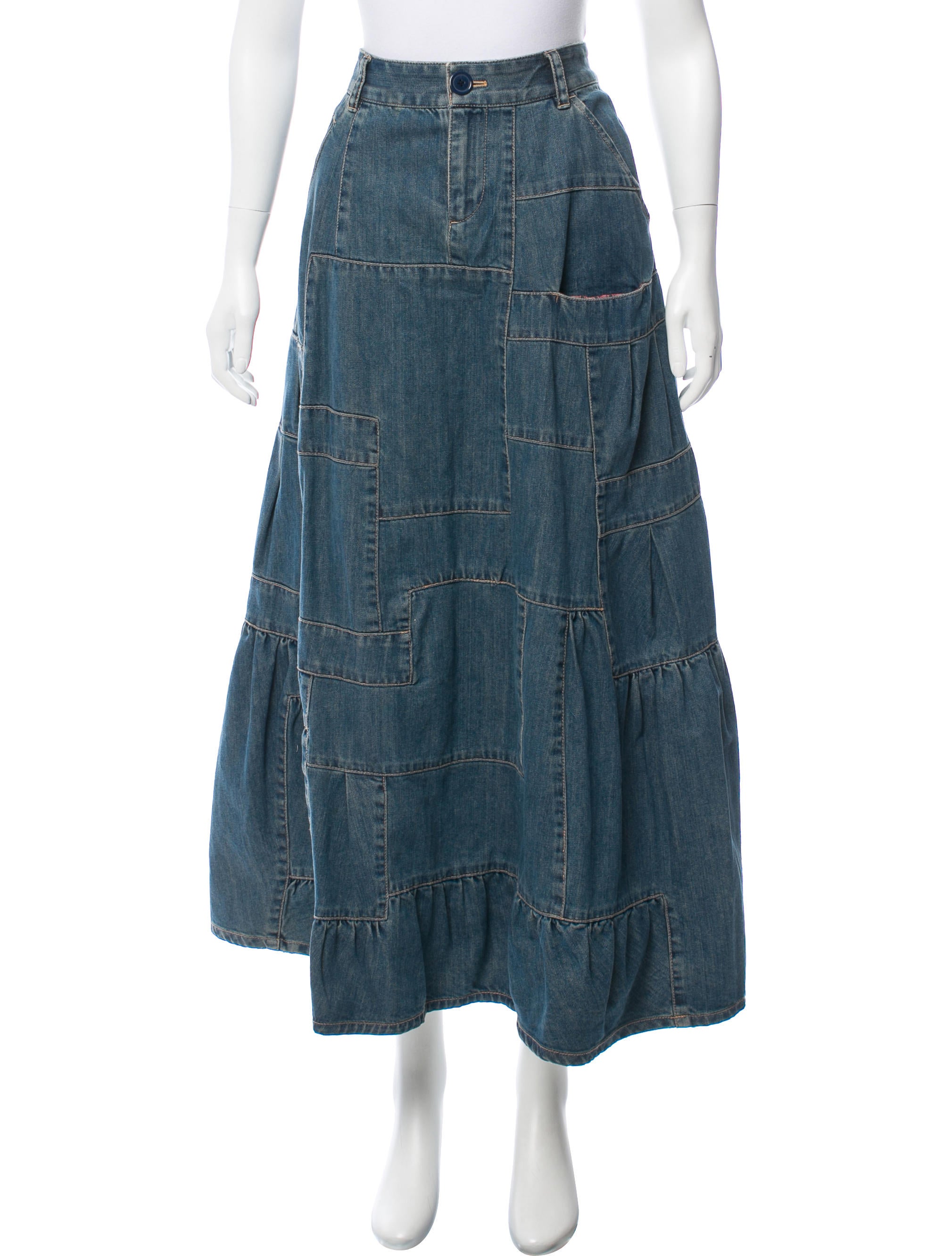 Marc by Marc Jacobs Patchwork Denim Skirt - Blue Skirts