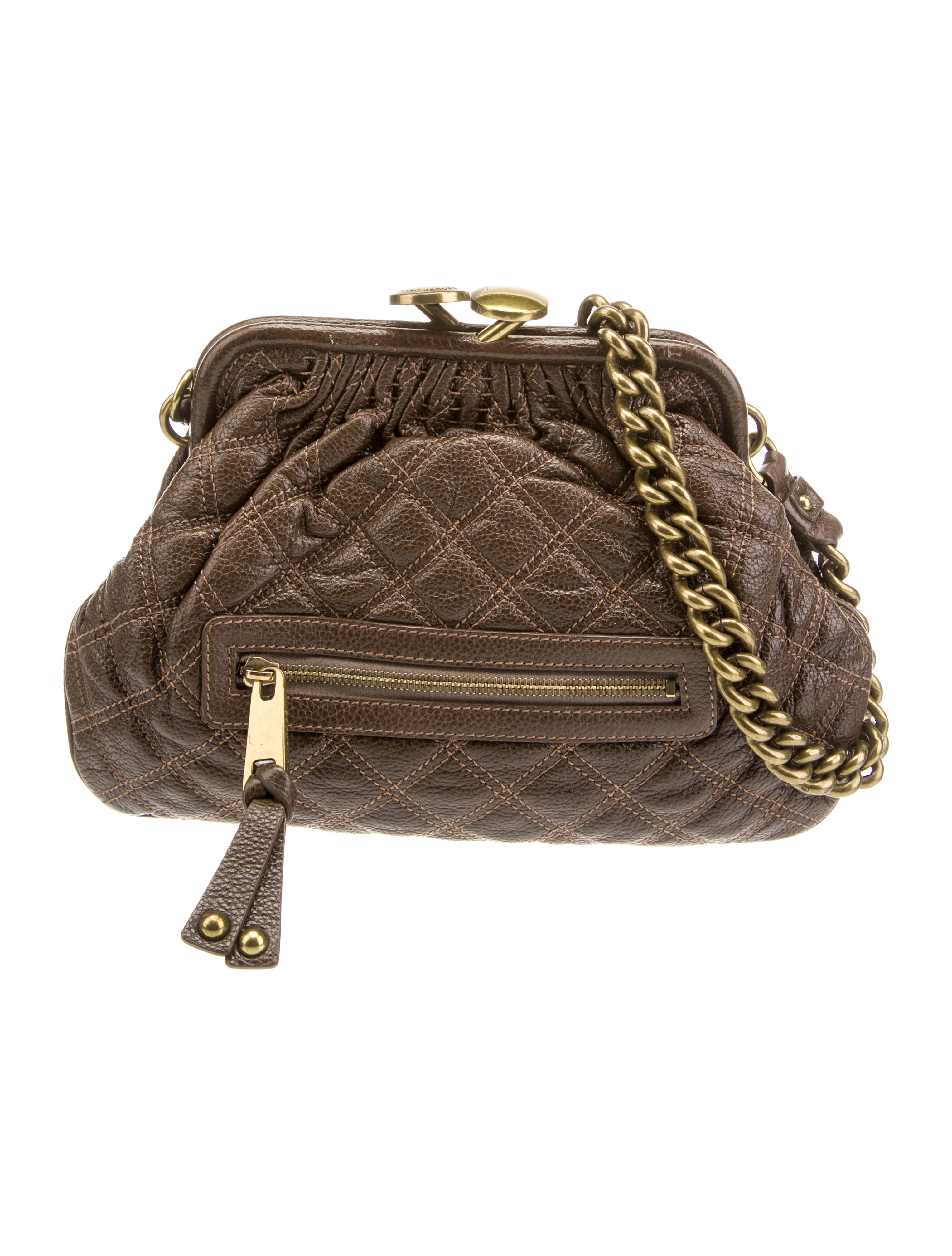 Marc by Marc Jacobs Quilted Leather Frame Shoulder Bag Brown Shoulder