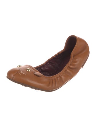 Marc by Marc Jacobs Leather Ruffle Embellishment Ballet Flats