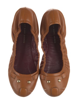 Marc by Marc Jacobs Leather Ruffle Embellishment Ballet Flats