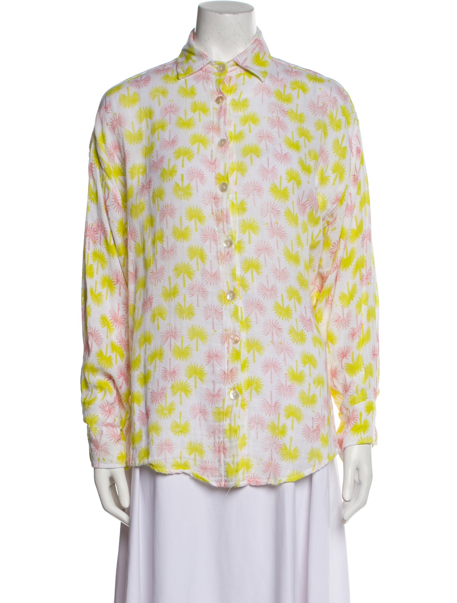 Marea Printed Long Sleeve Button-Up Top