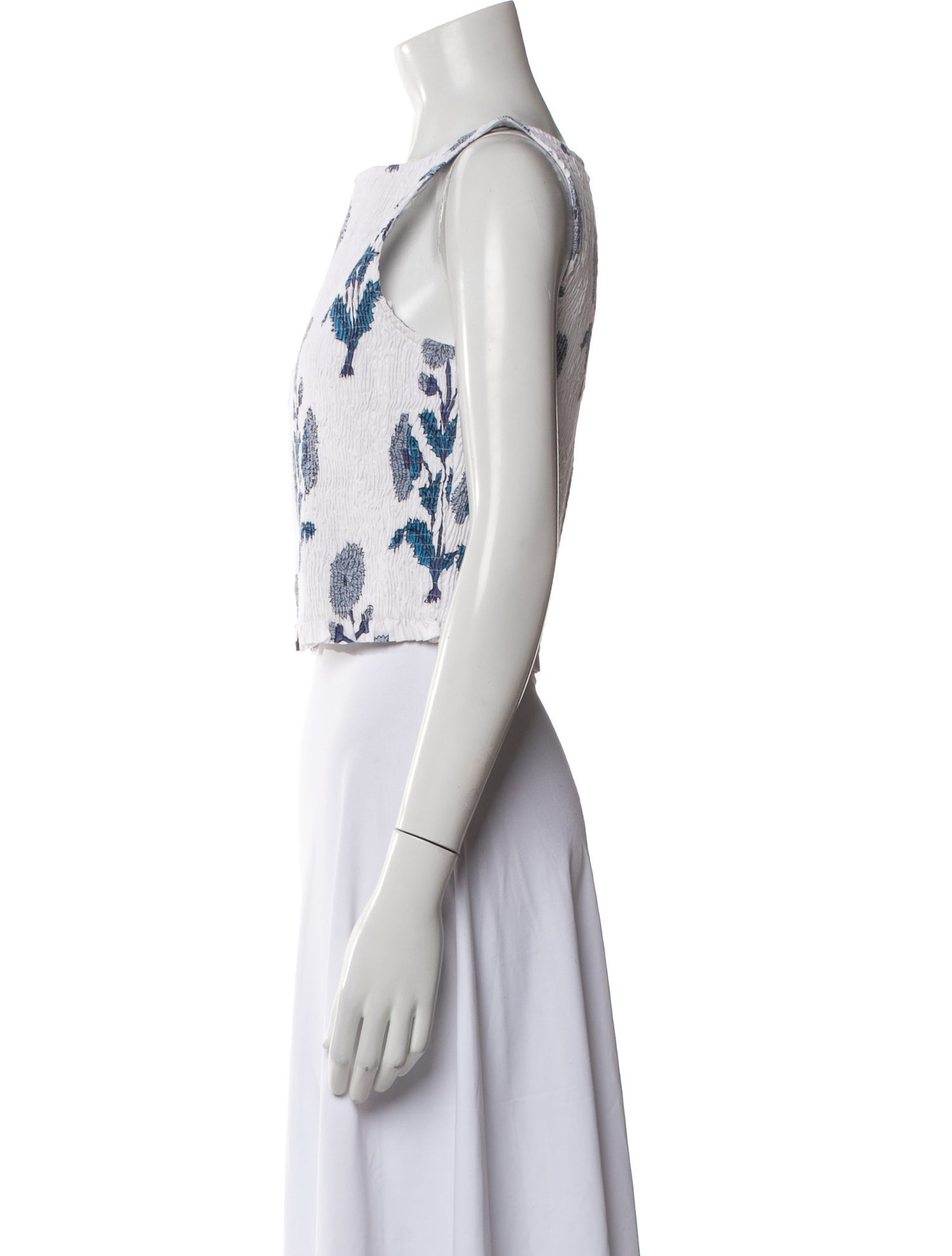 Marea Floral Print Bateau Neckline Crop Top