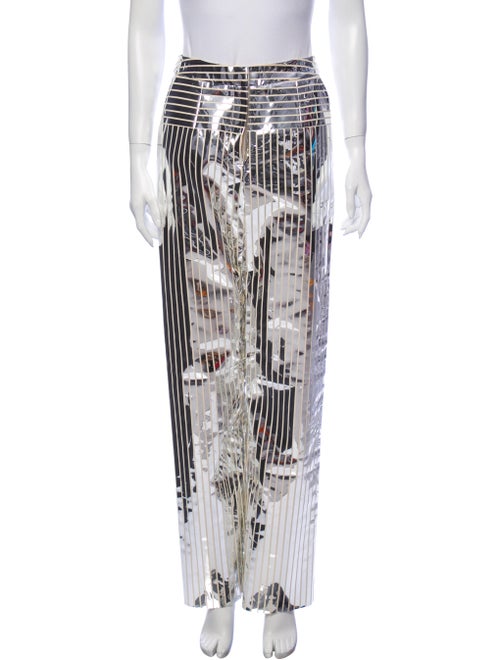 Matériel Striped Wide Leg Pants Metallic
