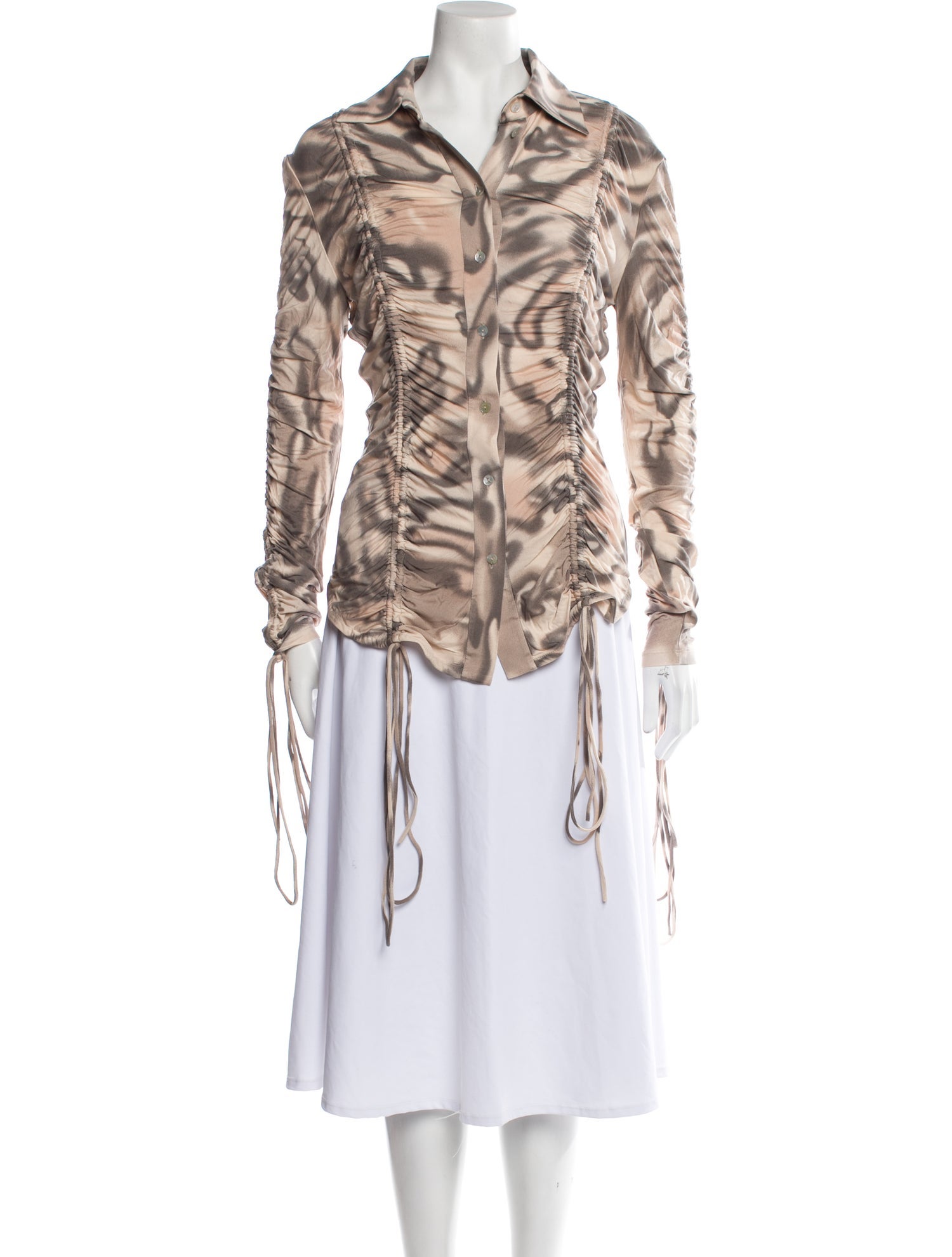 MATÉRIEL Printed Three-Quarter Sleeve Button-Up Top