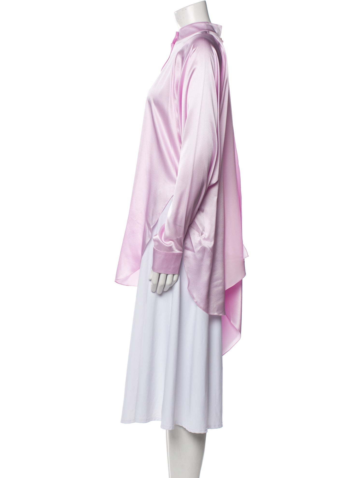 MATÉRIEL Mock Neck Long Sleeve Button-Up Top