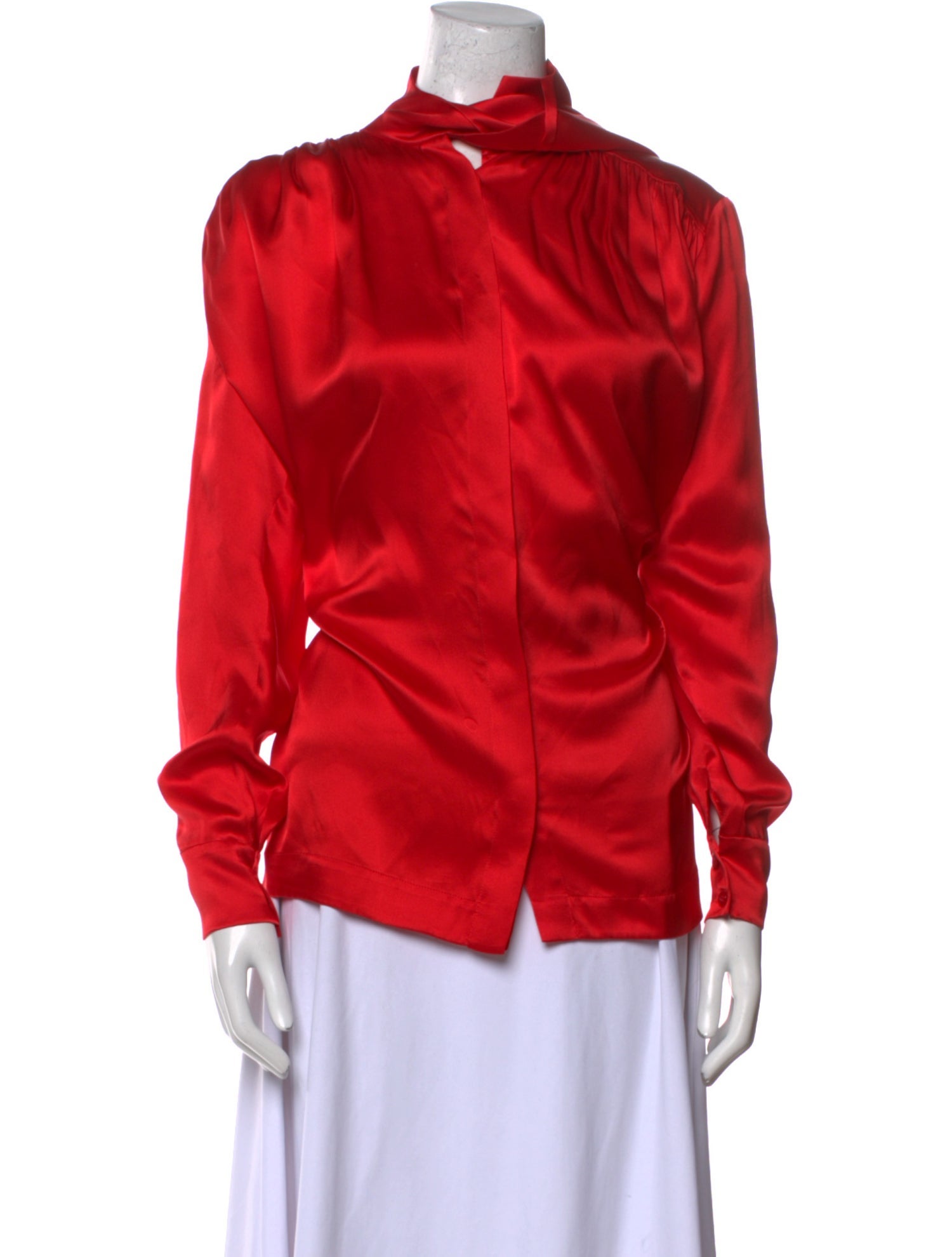 MATÉRIEL Silk Mock Neck Button-Up Top