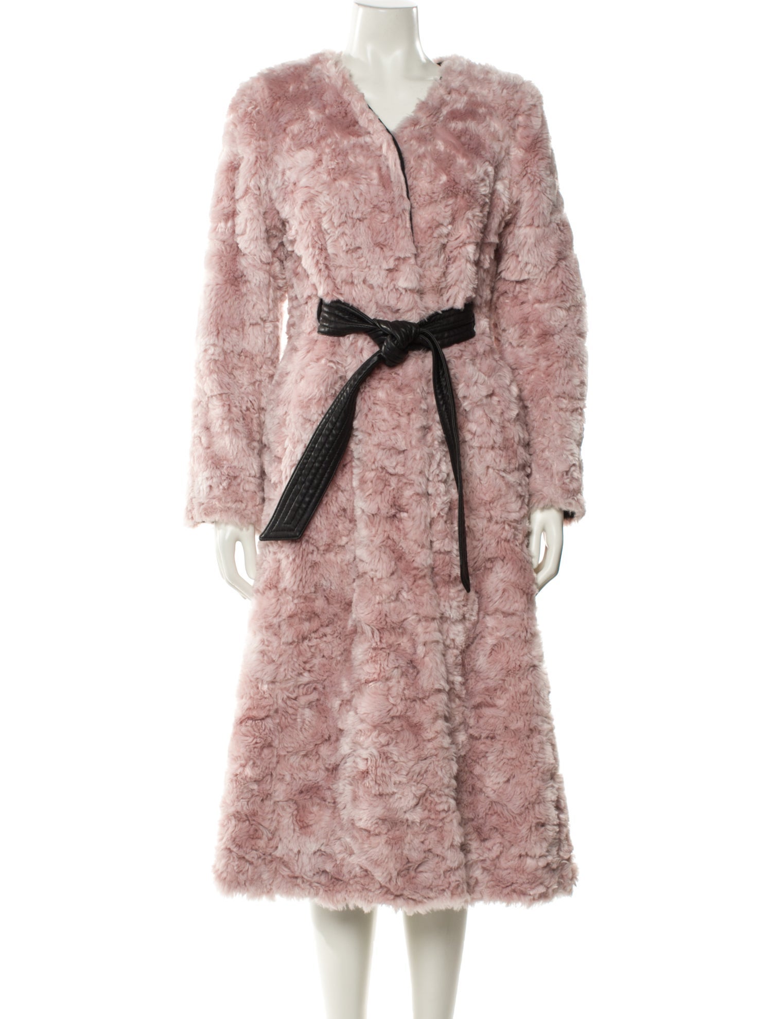 Maison Atia Tweed Pattern Faux Fur Coat