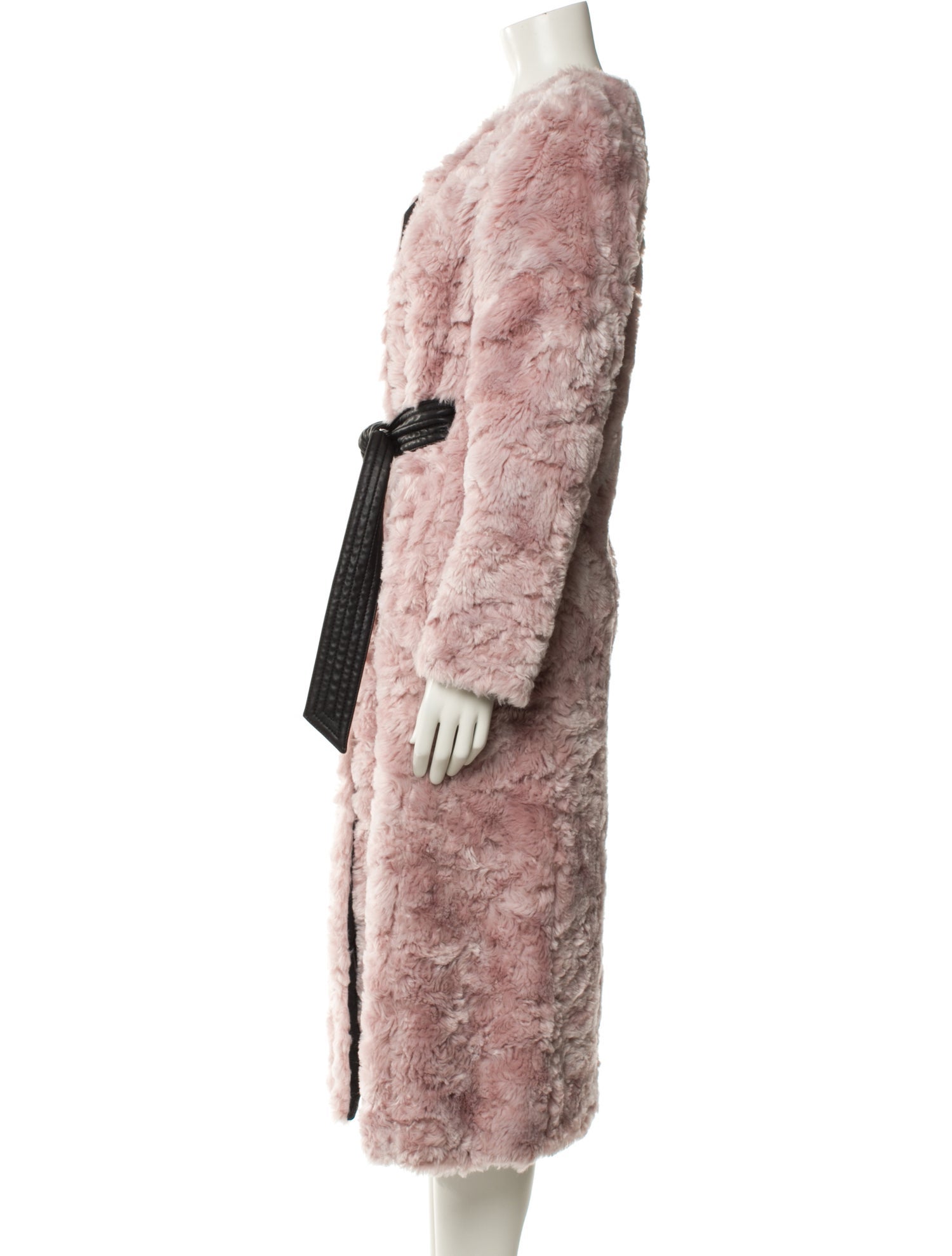 Maison Atia Tweed Pattern Faux Fur Coat