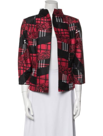 Marisa Baratelli Silk Plaid Print Jacket