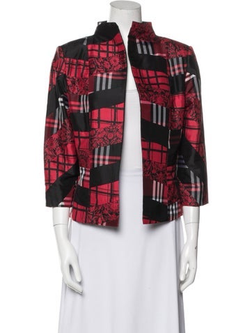 Marisa Baratelli Jackets Silk Plaid Print Jacket M