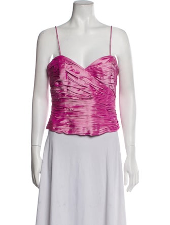 Marisa Baratelli Silk Square Neckline Crop Top