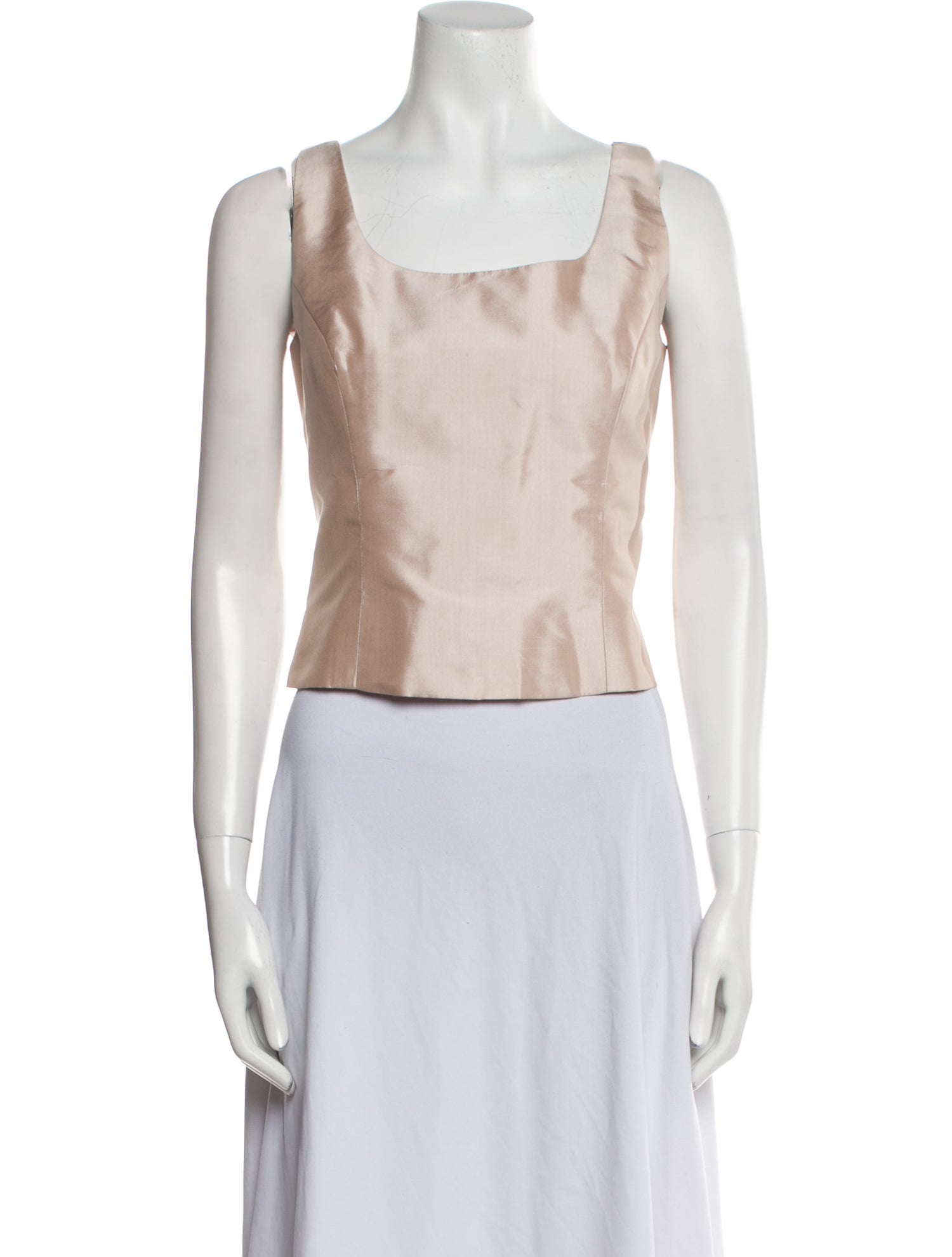 Marisa Baratelli Silk Square Neckline Crop Top