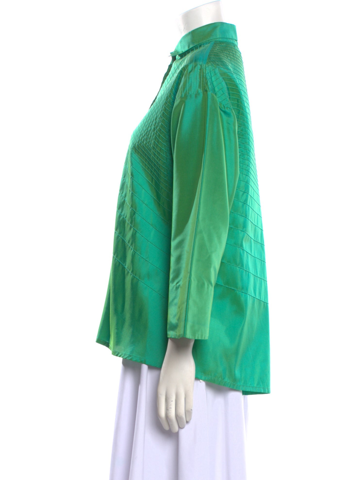 Marisa Baratelli Silk Three-Quarter Sleeve Button-Up Top