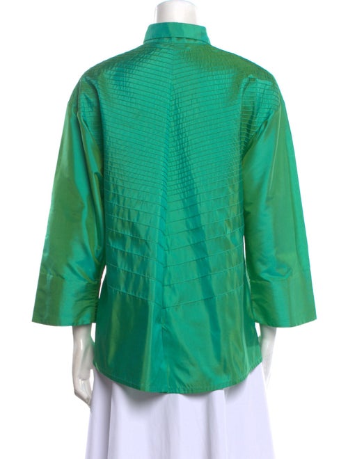 Marisa Baratelli Silk Three-Quarter Sleeve Button-Up Top