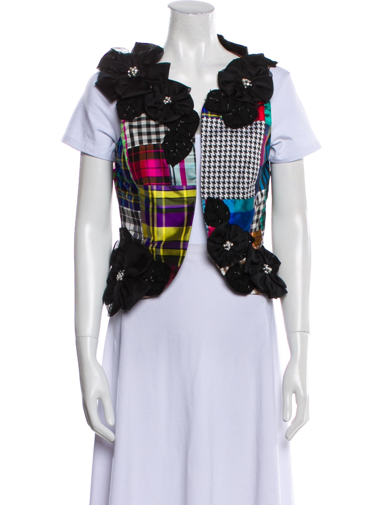 Marisa Baratelli Silk Plaid Print Vest