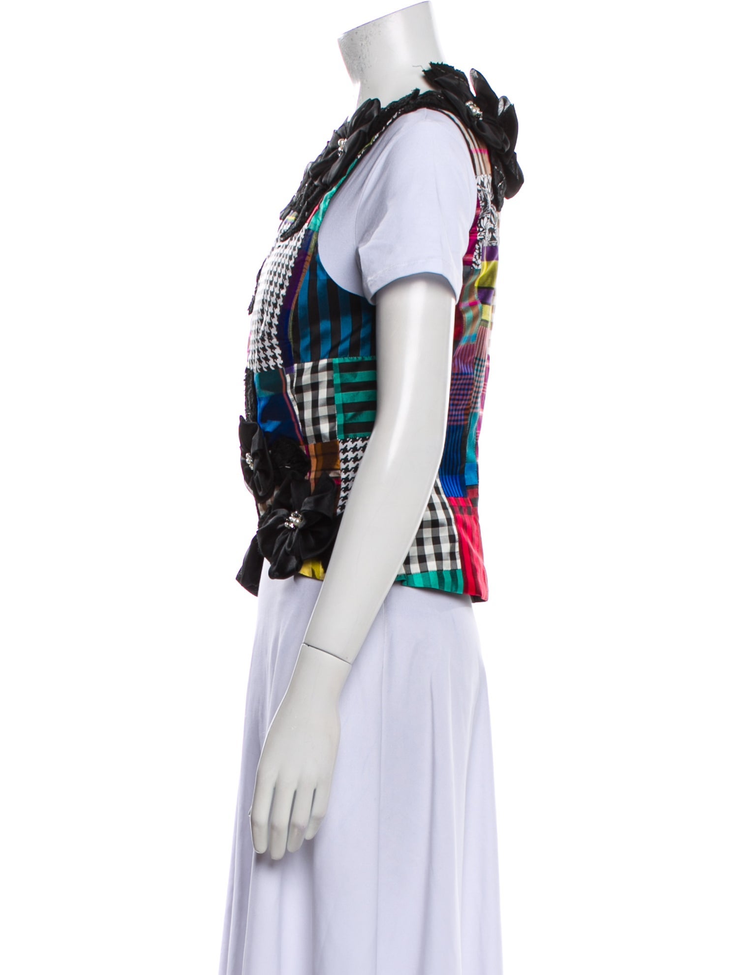 Marisa Baratelli Silk Plaid Print Vest