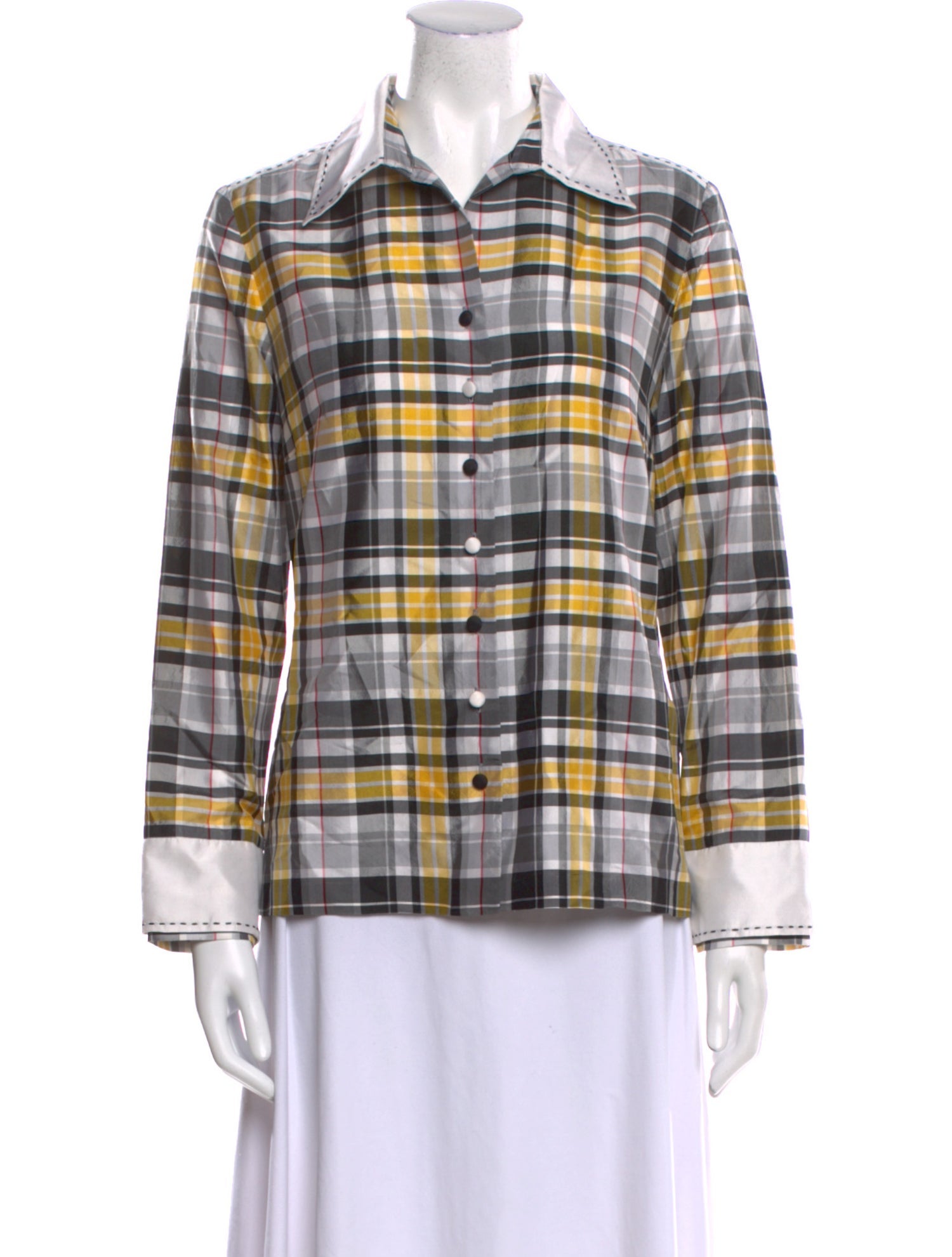 Marisa Baratelli Plaid Print Long Sleeve Button-Up Top