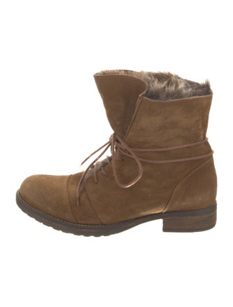 Matt Bernson Suede Fur Trim Combat Boots